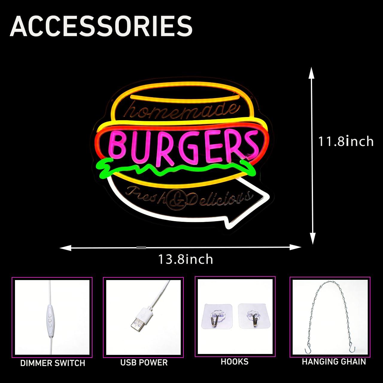 Homemade Burgers Neon Sign USB - Homemade Food Snacks 评论和价格