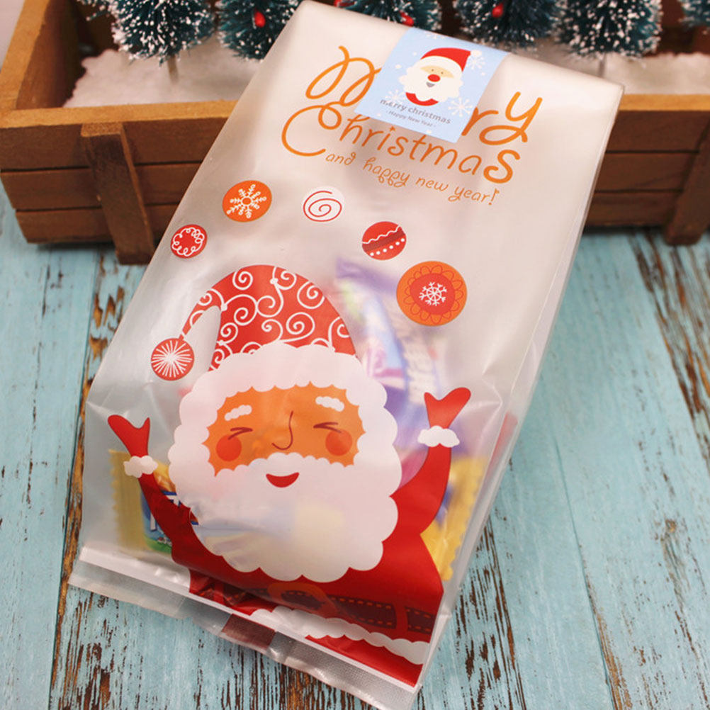 50Pcs Xmas Santa Cookies Bags  - Xmas Food Snacks 评论和价格